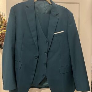Mage Male Teal Three-Piece Suit Jacket - Teal